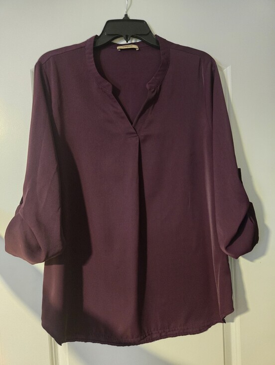 Timeson Tops - Women's Plum V-Neck Long Sleeve Blouse